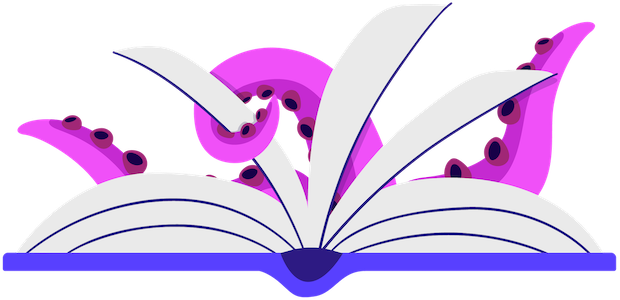 Tentacles turning the pages of a book